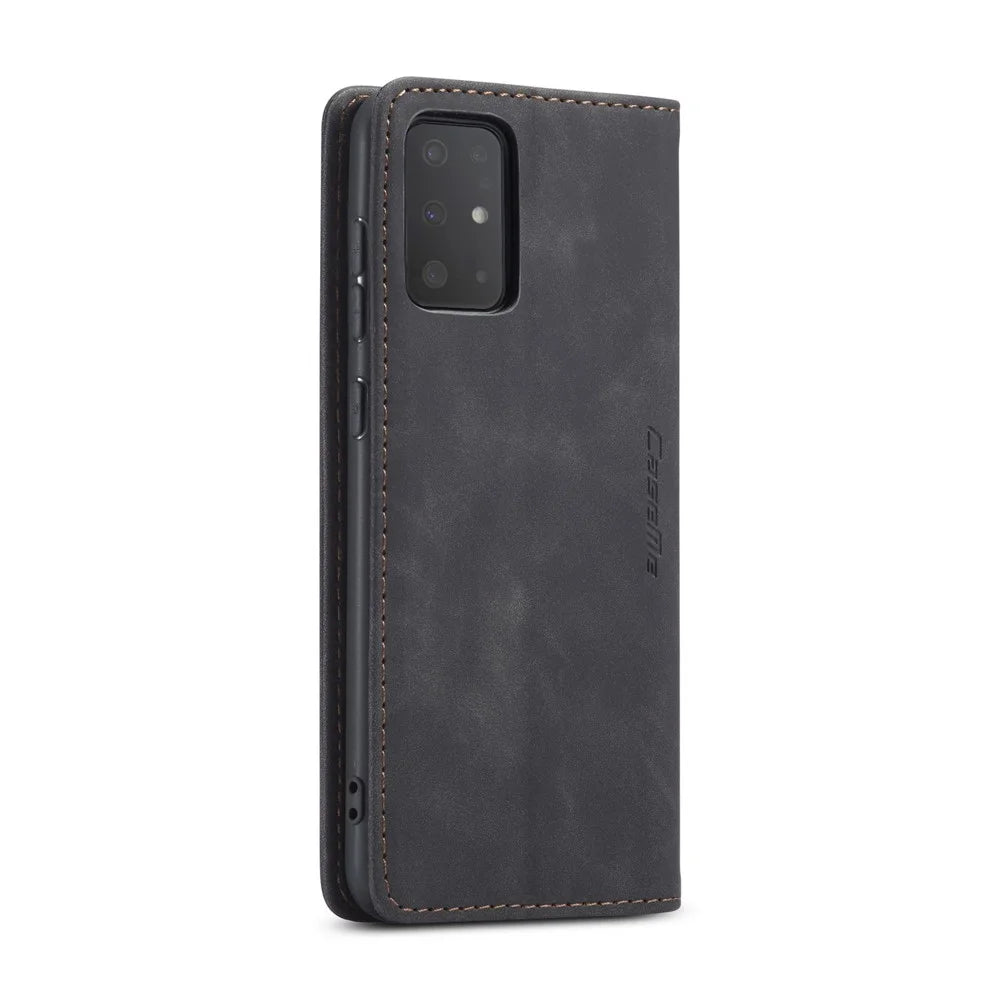 CASEME 013 Series Auto-absorbed Business Leather Wallet Stand Phone Case for Samsung Galaxy S20 Plus - Black - 6