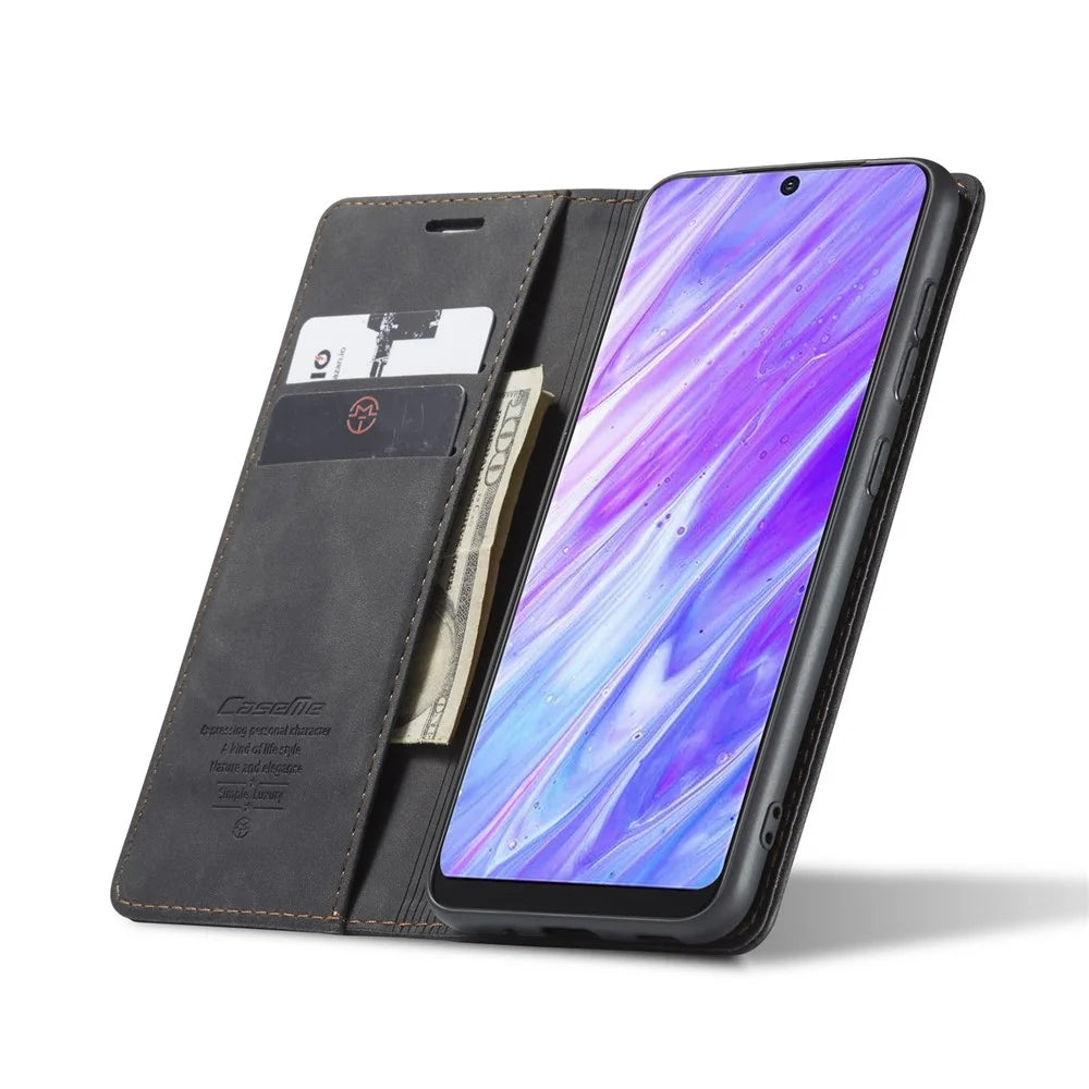 CASEME 013 Series Auto-absorbed Business Leather Wallet Case for Samsung Galaxy S20 Ultra - Black - 7