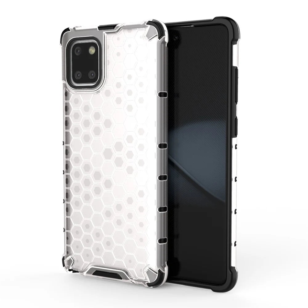 Honeycomb Pattern Shock-proof TPU + PC Hybrid Case for Samsung Galaxy A81/Note 10 Lite - White - 1