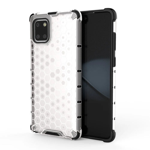 Honeycomb Pattern Shock-proof TPU + PC Hybrid Case for Samsung Galaxy A81/Note 10 Lite - White - 1