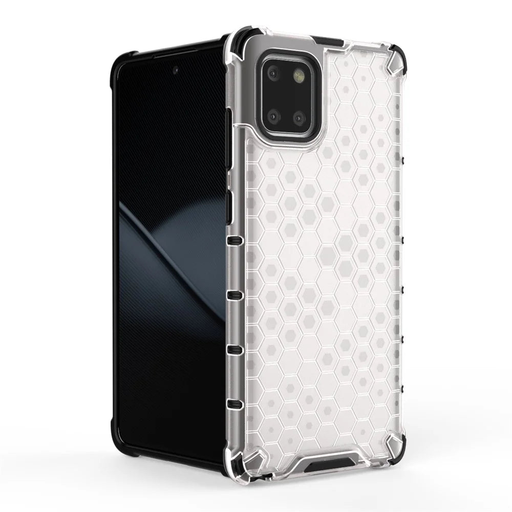 Honeycomb Pattern Shock-proof TPU + PC Hybrid Case for Samsung Galaxy A81/Note 10 Lite - White - 2