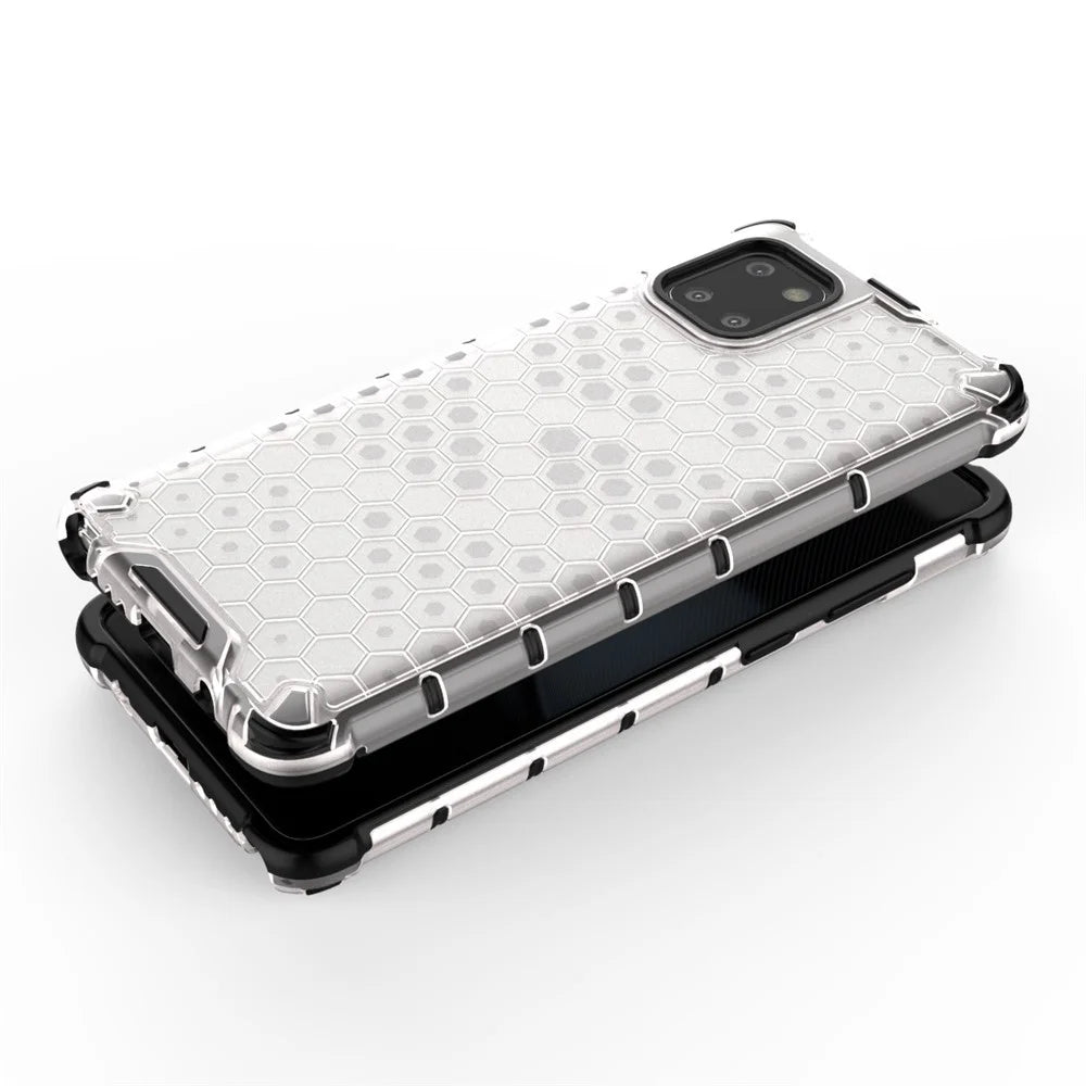 Honeycomb Pattern Shock-proof TPU + PC Hybrid Case for Samsung Galaxy A81/Note 10 Lite - White - 3