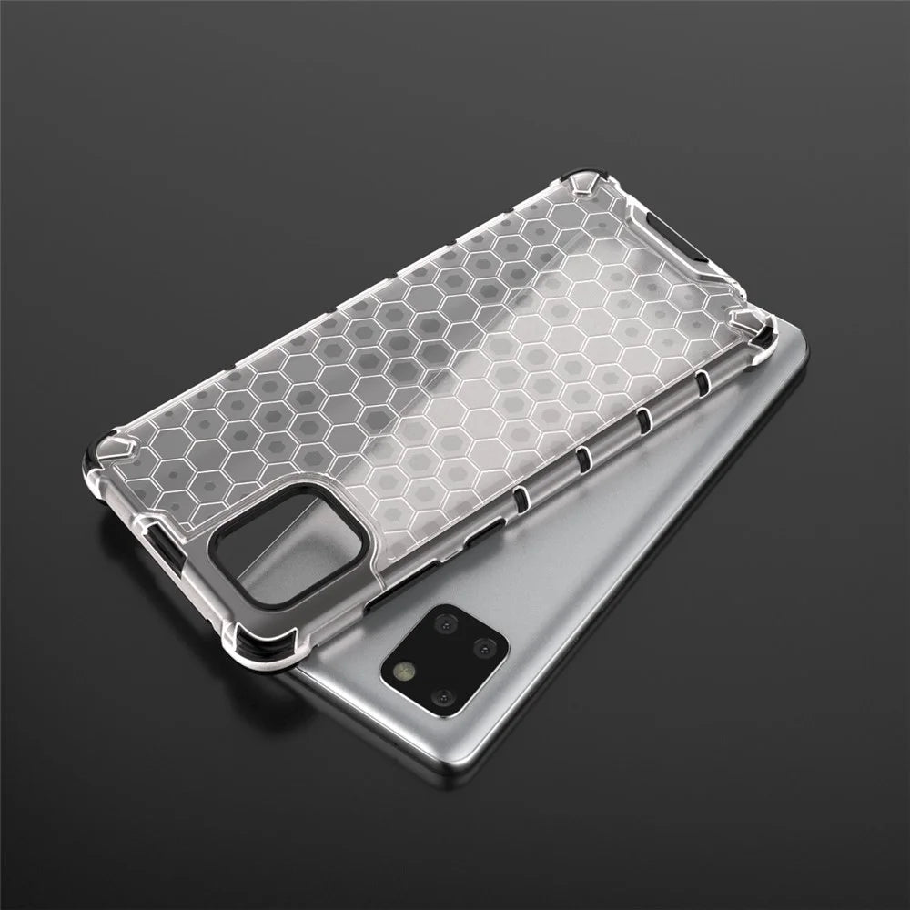 Honeycomb Pattern Shock-proof TPU + PC Hybrid Case for Samsung Galaxy A81/Note 10 Lite - White - 7