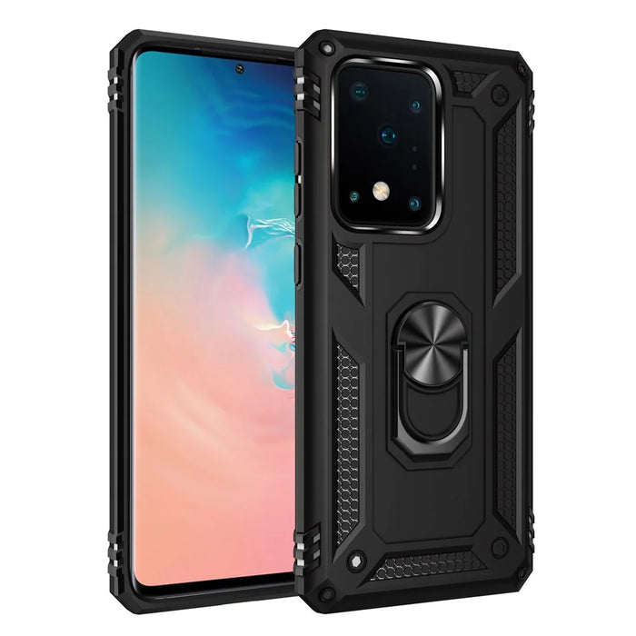 Hybrid PC TPU Kickstand Shell Armor Phone Casing for Samsung Galaxy S20 Ultra - Black - 1