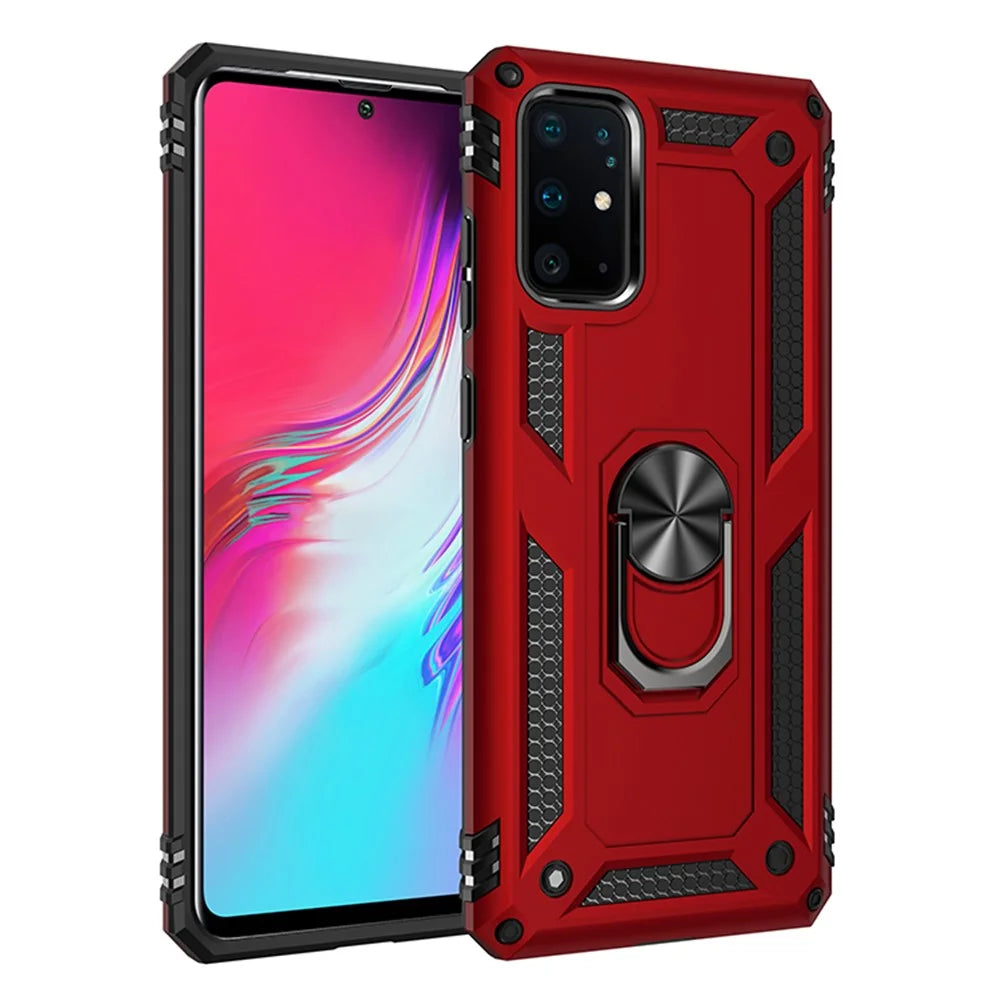 Hybrid PC TPU Kickstand Armor Phone Protective Casing for Samsung Galaxy S20 Plus/S20 Plus 5G - Red - 1