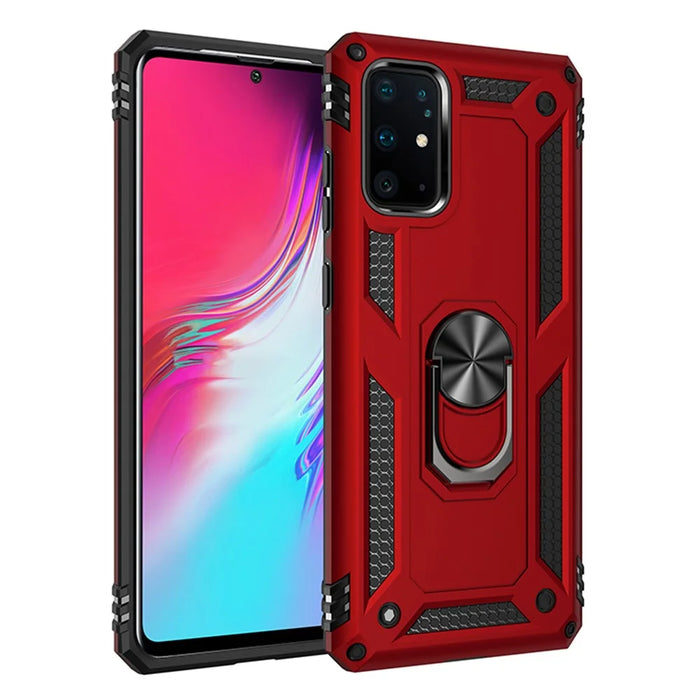 Hybrid PC TPU Kickstand Armor Phone Protective Casing for Samsung Galaxy S20 Plus/S20 Plus 5G - Red - 1