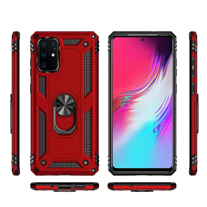 Hybrid PC TPU Kickstand Armor Phone Protective Casing for Samsung Galaxy S20 Plus/S20 Plus 5G - Red - 3