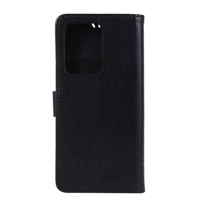 Imprint Butterflies Wallet Stand Flip Leather Phone Case for Samsung Galaxy S20 Ultra - Black - 2