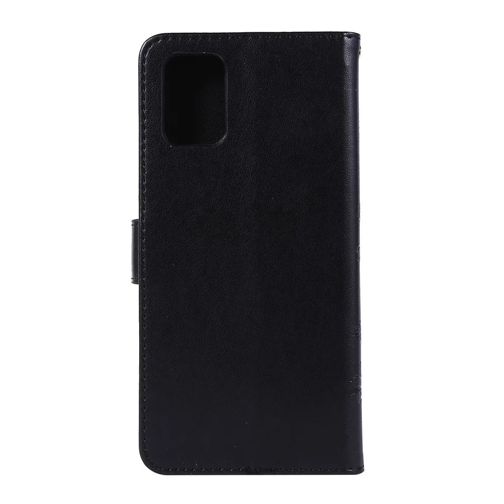 Imprint Butterflies Wallet Stand Flip Leather Phone Case for Samsung Galaxy A71 A715 - Black - 2