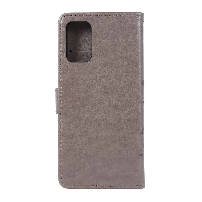 Imprint Butterflies Wallet Stand Flip Leather Phone Case for Samsung Galaxy S20 Plus - Grey - 2