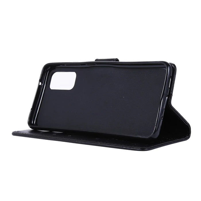 Imprint Butterflies Wallet Stand Flip Leather Case for Samsung Galaxy S20 4G/S20 5G - Black - 3