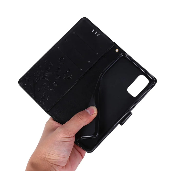 Imprint Butterflies Wallet Stand Flip Leather Case for Samsung Galaxy S20 4G/S20 5G - Black - 6