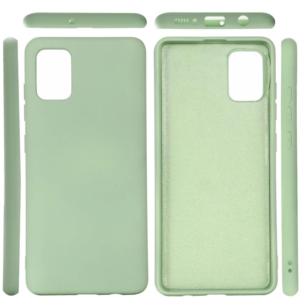 Liquid Silicone Protective Case for Samsung Galaxy A71 Solid Color Design Phone Accessory - Green - 5