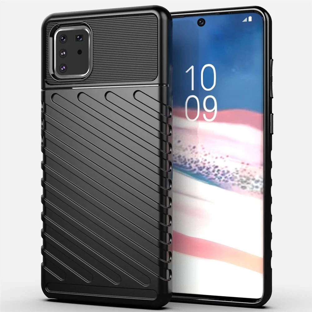 Thunder Series Twill Texture Soft TPU Cover Phone Shell for Samsung Galaxy A81 / Note 10 Lite - Black - 1