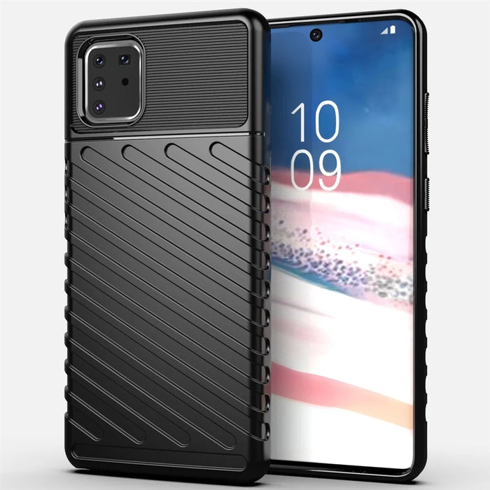 Thunder Series Twill Texture Soft TPU Cover Phone Shell for Samsung Galaxy A81 / Note 10 Lite - Black - 1