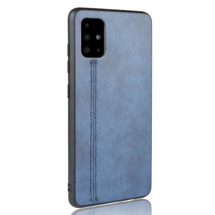 Leather Coated PC + TPU Phone Shell for Samsung Galaxy S20 Plus - Blue - 4