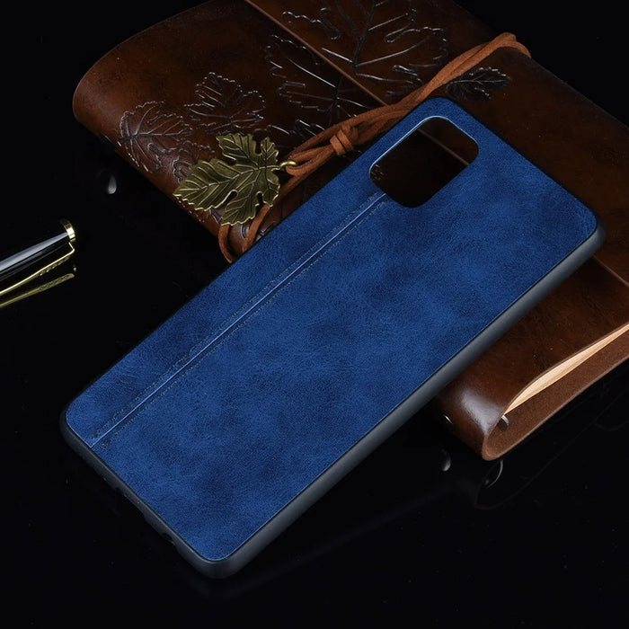 Leather Coated PC + TPU Phone Shell for Samsung Galaxy S20 Plus - Blue - 6
