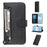 For Samsung Galaxy S20 Plus PU Leather Cases with Zipper Pocket Wallet Phone Cover Stand - Black - 1