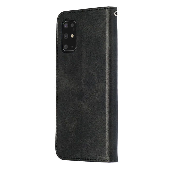 For Samsung Galaxy S20 Plus PU Leather Cases with Zipper Pocket Wallet Phone Cover Stand - Black - 5