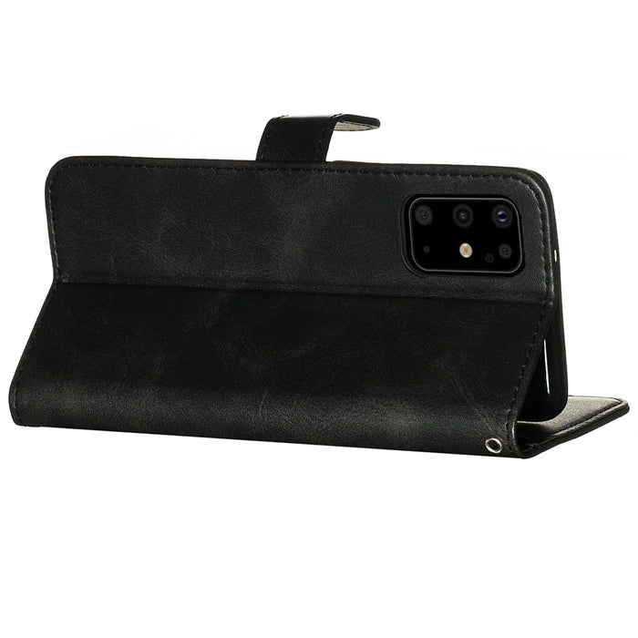 For Samsung Galaxy S20 Plus PU Leather Cases with Zipper Pocket Wallet Phone Cover Stand - Black - 7