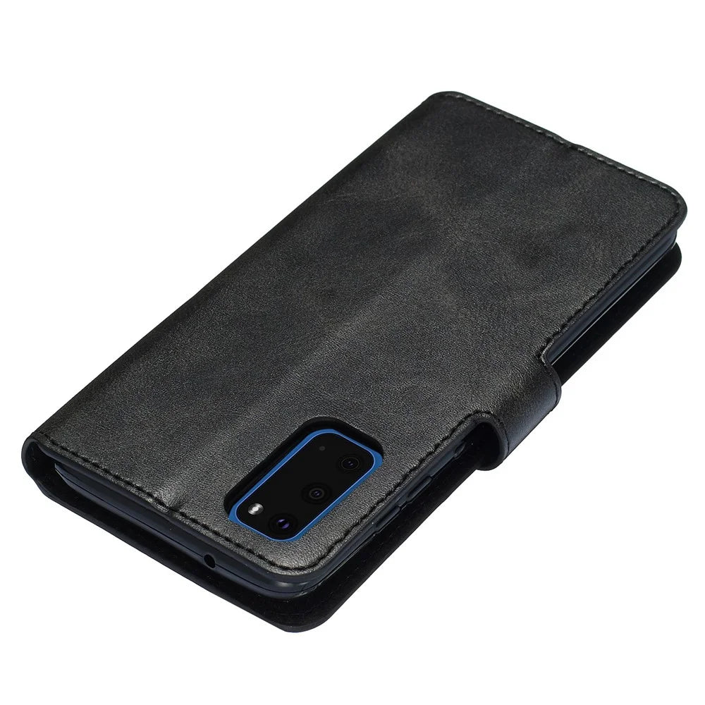 With Wallet Stand Flip Leather Phone Covering for Samsung Galaxy S20 4G/S20 5G - Black - 4
