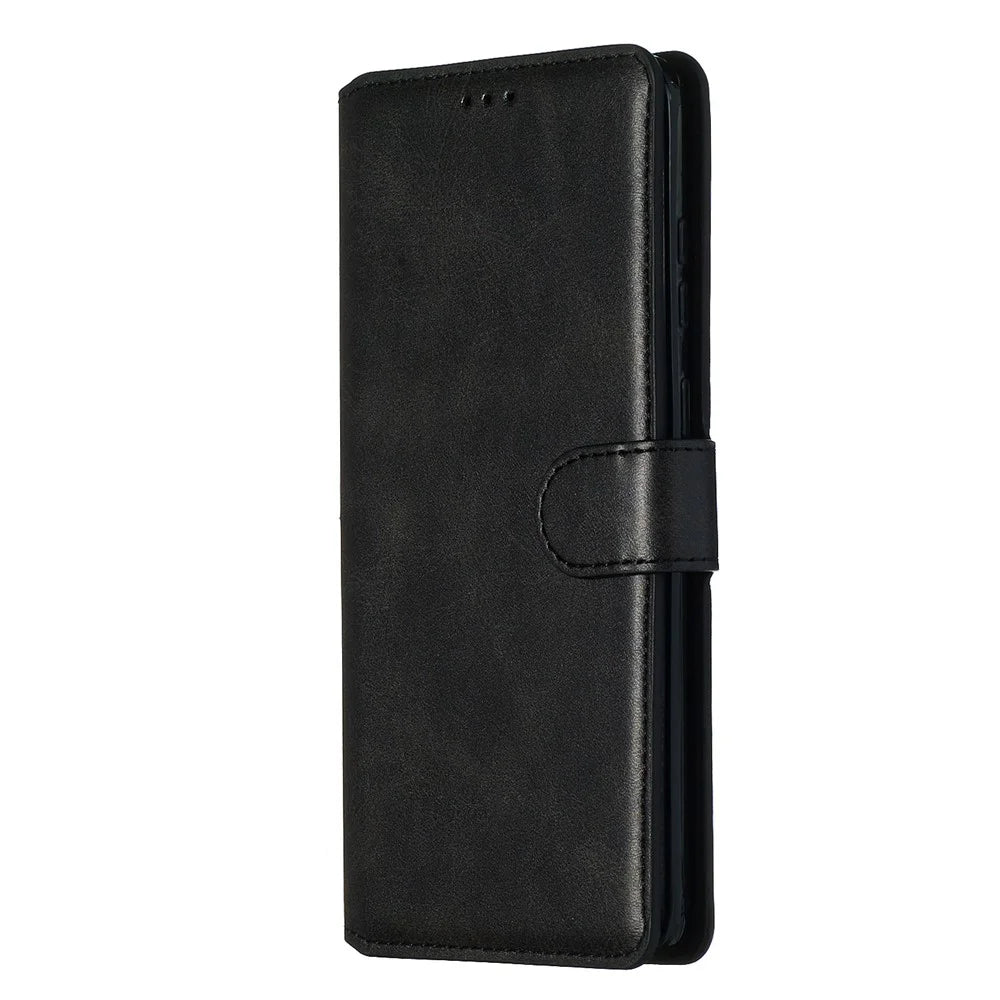 Solid Color Flip Leather Wallet Phone Cover for Samsung Galaxy S20 Plus - Black - 5