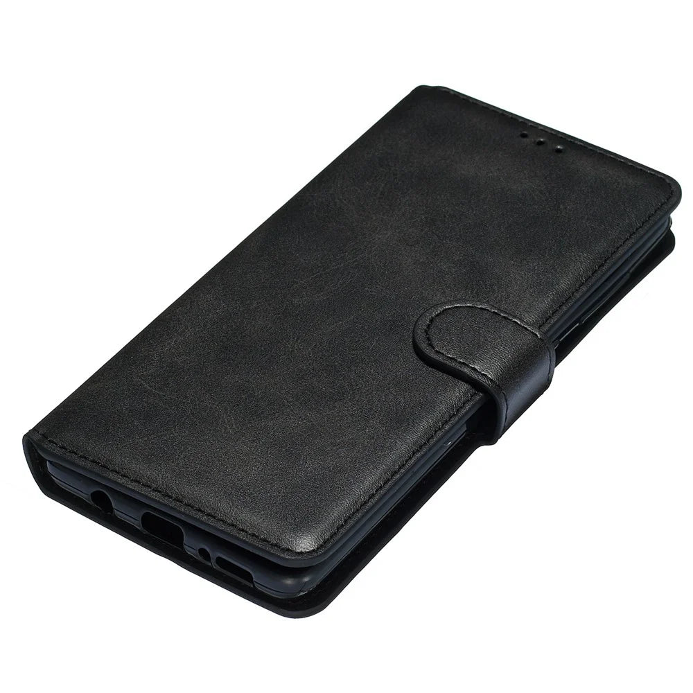 Solid Color Flip Leather Wallet Phone Case for Samsung Galaxy A71 A715 - Black - 3