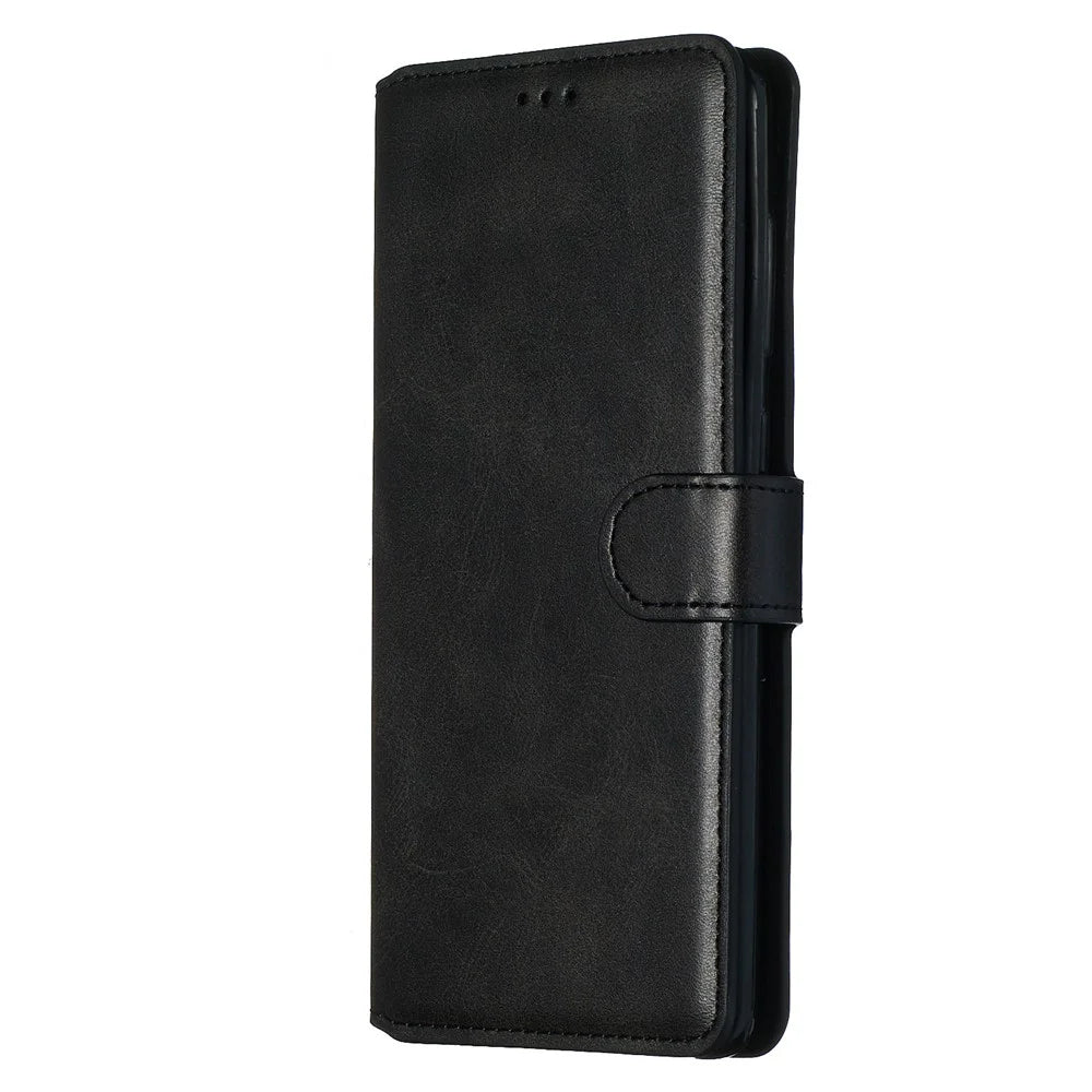 Solid Color Flip Leather Wallet Phone Case for Samsung Galaxy A71 A715 - Black - 5