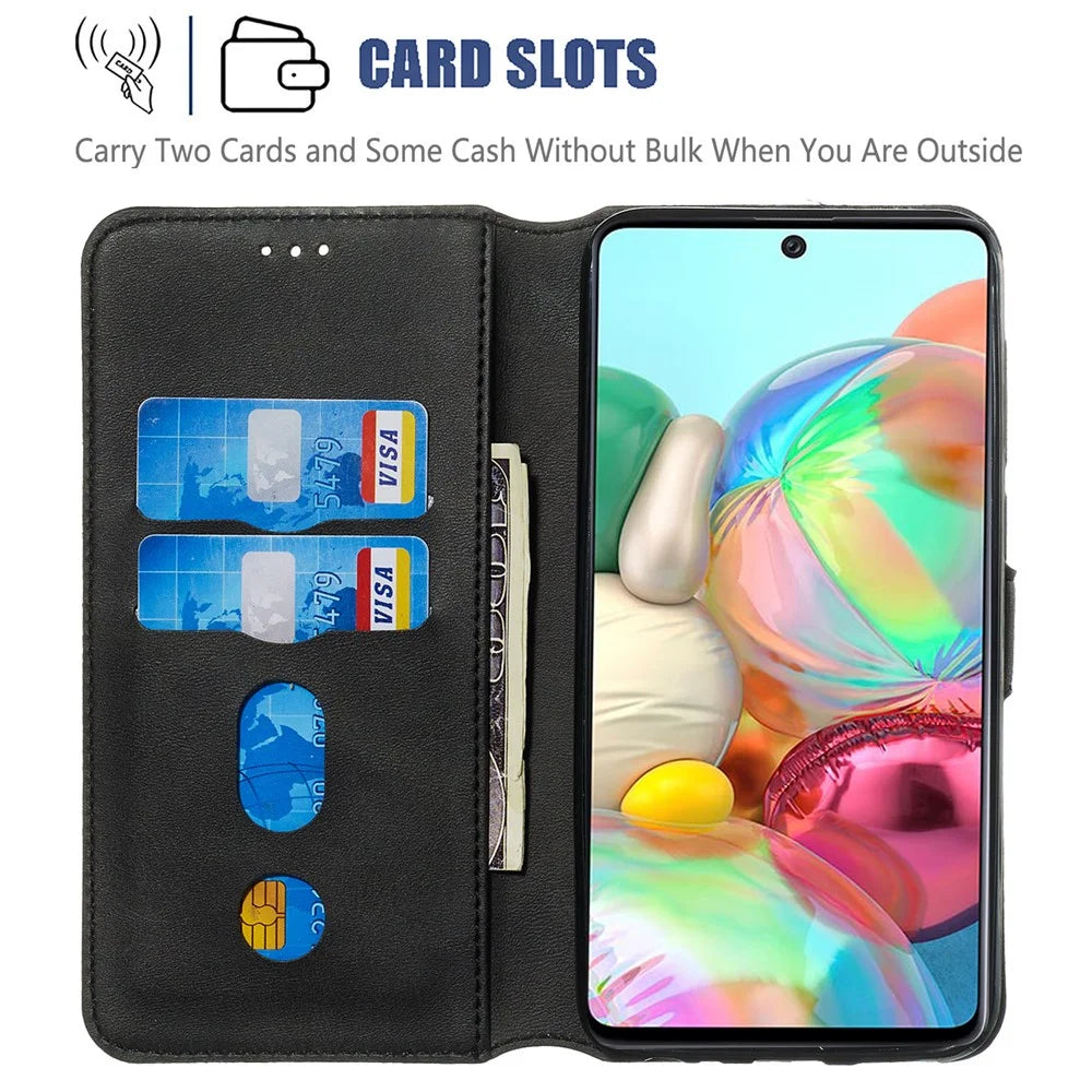 Solid Color Flip Leather Wallet Phone Case for Samsung Galaxy A71 A715 - Black - 7