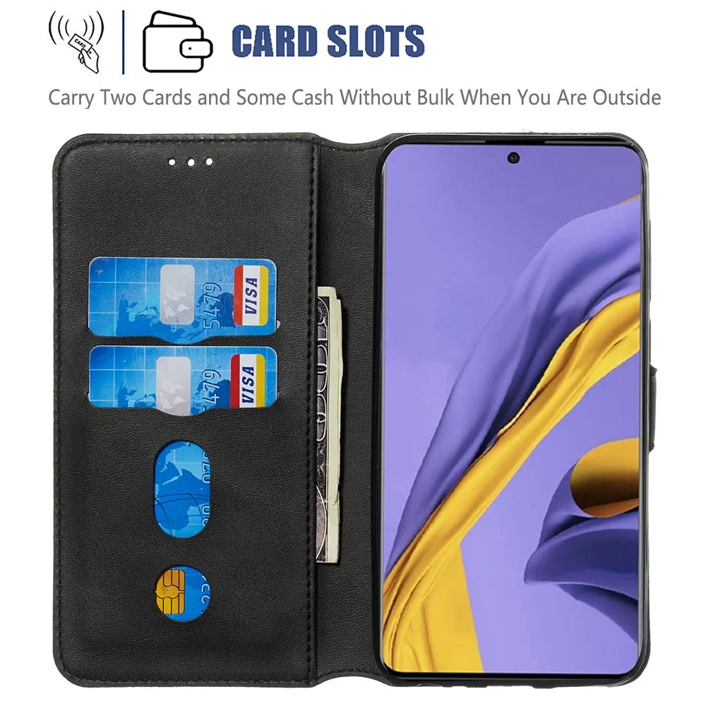 Classic Wallet Leather Stand Phone Protective Shell for Samsung Galaxy A51 - Black - 7