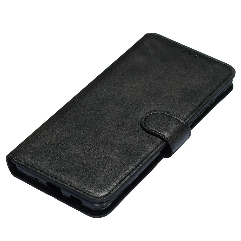 Solid Color Classic Flip Leather Wallet Phone Casing for Samsung Galaxy S20 Ultra - Black - 3