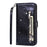 Glitter Powder Zippered Stand Leather Wallet Case with Strap for Samsung Galaxy S20 Plus / S20 Plus 5G - Black - 3