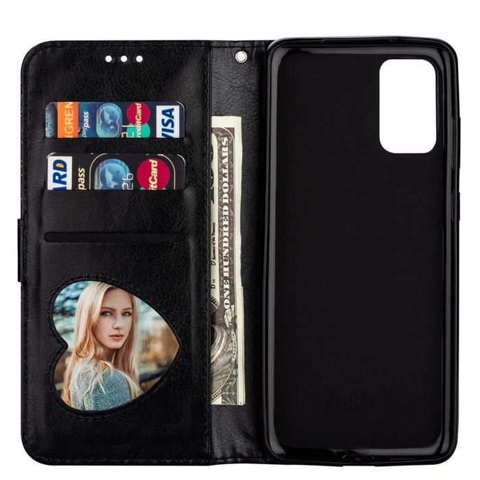 Flash Powder Zipper Pocket Leather Wallet Case Phone Shell for Samsung Galaxy S20 4G/S20 5G - Black - 4