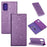 Flash Powder Auto-absorbed Leather Stand Shell for Samsung Galaxy S20 4G/S20 5G - Purple - 1