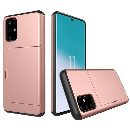 Card Slot PC + TPU Hybrid Protective Case for Samsung Galaxy S20 Plus - Rose Gold - 1