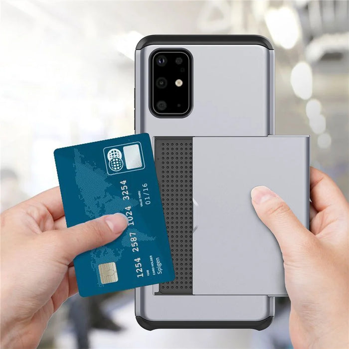 Card Slot PC + TPU Hybrid Phone Case for Samsung Galaxy S20 4G/S20 5G - Silver - 2