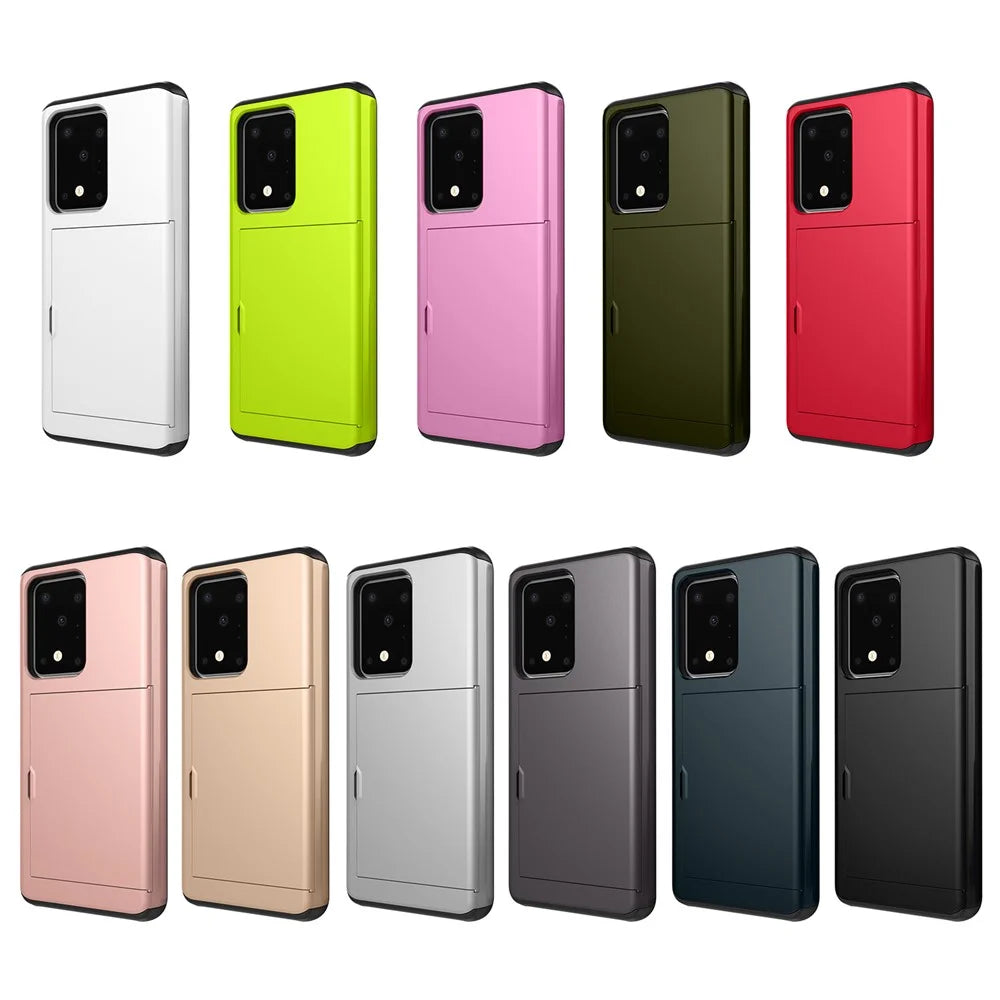 Card Slot PC + TPU Combo Back Shell for Samsung Galaxy S20 Ultra - Black - 2