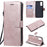 For Samsung Galaxy S20 4G / S20 5G Case Solid Color Leather Mobile Cover Wallet Stand with Strap - Rose Gold - 1
