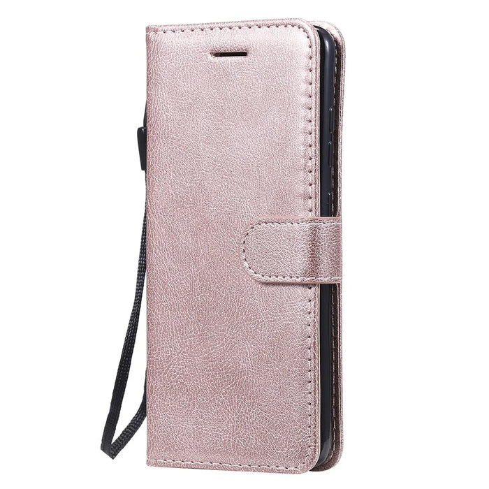 For Samsung Galaxy S20 4G / S20 5G Case Solid Color Leather Mobile Cover Wallet Stand with Strap - Rose Gold - 2