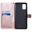 For Samsung Galaxy A71 Case Solid Color Leather Mobile Cover Wallet Stand with Strap - Rose Gold - 4