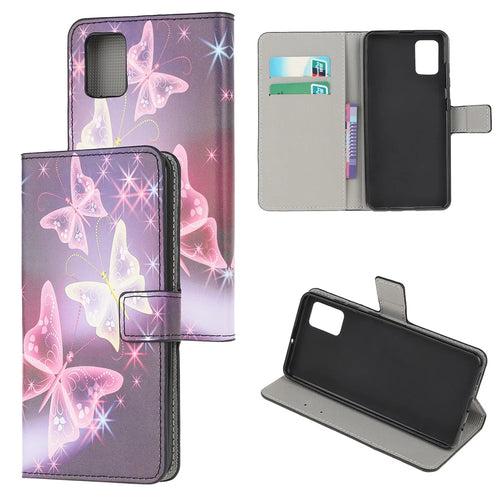 Pattern Printing PU Leather Wallet Stand Phone Casing for Samsung Galaxy A91/S10 Lite/M80s - Beautiful Butterflies - 1