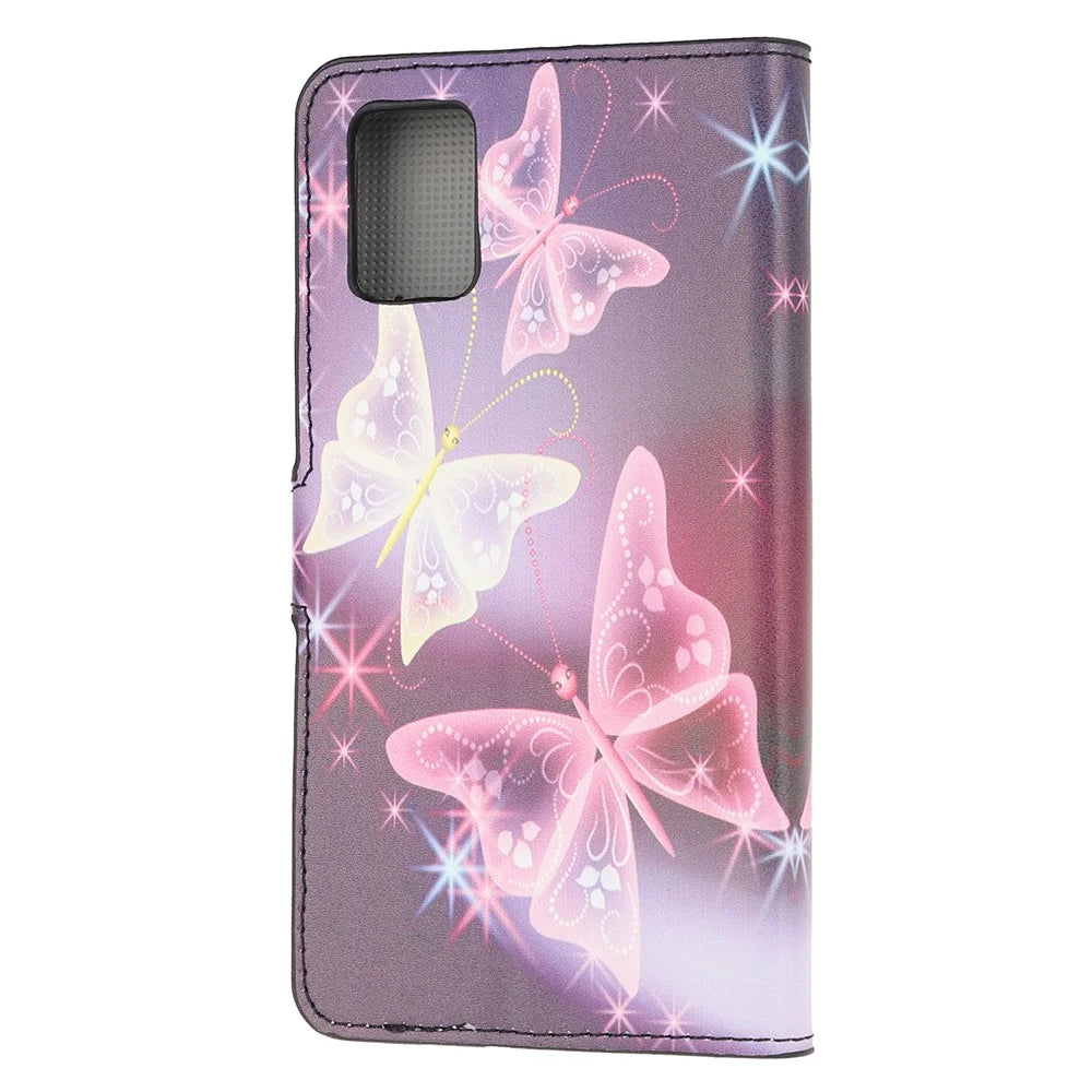 Pattern Printing PU Leather Wallet Stand Phone Casing for Samsung Galaxy A91/S10 Lite/M80s - Beautiful Butterflies - 3