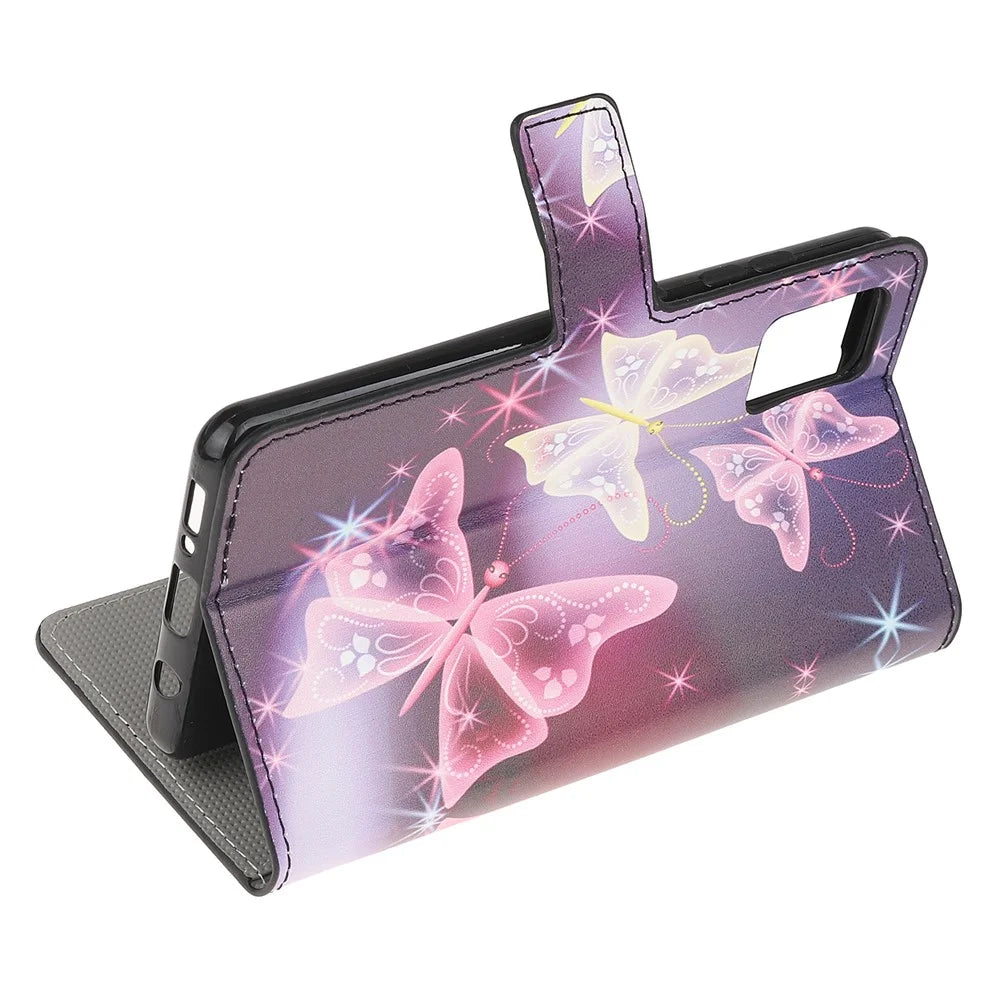 Pattern Printing PU Leather Wallet Stand Phone Casing for Samsung Galaxy A91/S10 Lite/M80s - Beautiful Butterflies - 4