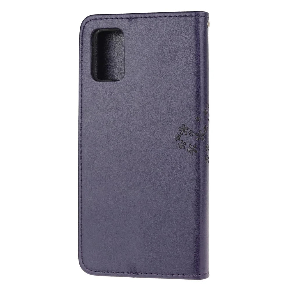 Imprint Tree Owl PU Leather Wallet Stand Phone Case for Samsung Galaxy A91/S10 Lite/M80s - Dark Purple - 3