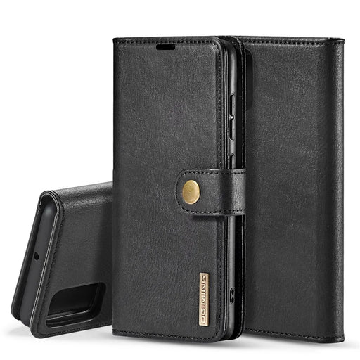 DG.MING For Samsung Galaxy A51 Detachable 2-in-1 Anti-scratch Split Leather Wallet Shell + PC Back Case - Black - 1