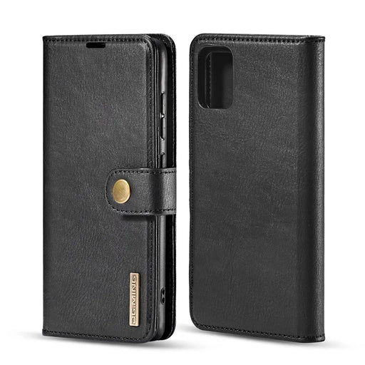DG.MING For Samsung Galaxy A51 Detachable 2-in-1 Anti-scratch Split Leather Wallet Shell + PC Back Case - Black - 2
