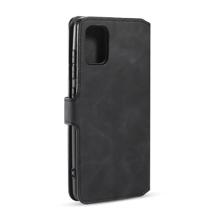 DG.MING Retro Style Wallet Leather Stand Shell Case for Samsung Galaxy A51 - Black - 3