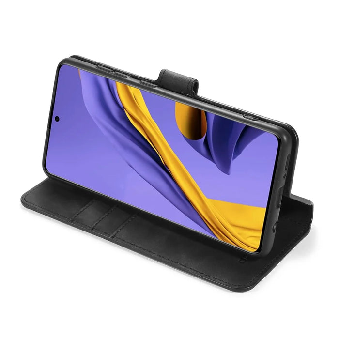 DG.MING Retro Style Wallet Leather Stand Shell Case for Samsung Galaxy A51 - Black - 5