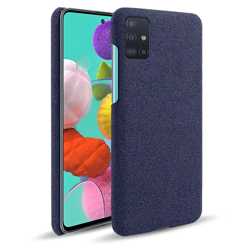 Solid Color Cloth Texture PC Phone Case for Samsung Galaxy A71 A715 - Dark Blue - 1