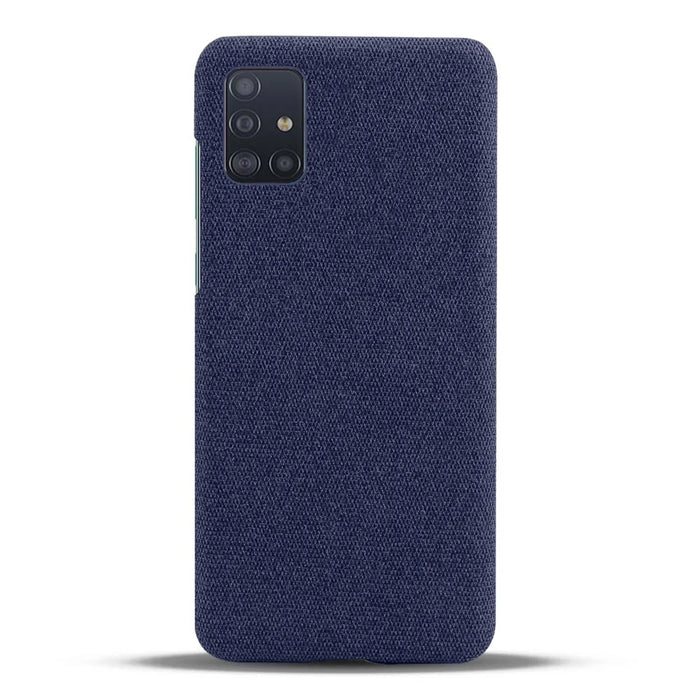 Solid Color Cloth Texture PC Phone Case for Samsung Galaxy A71 A715 - Dark Blue - 3